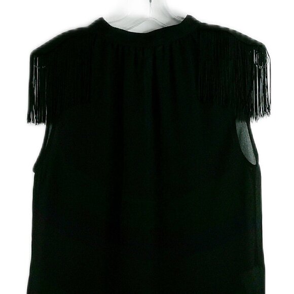 BCBGeneration - Sheer Black Fringed Top - Size Medium - Picture 2 of 6